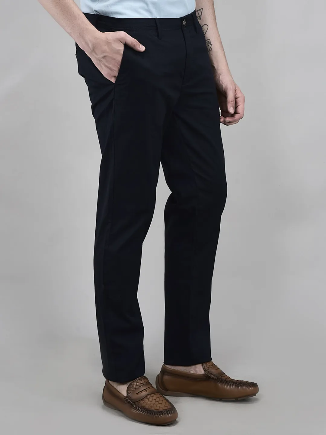 Woods Navy Chinos For Men - Thumbnail 2