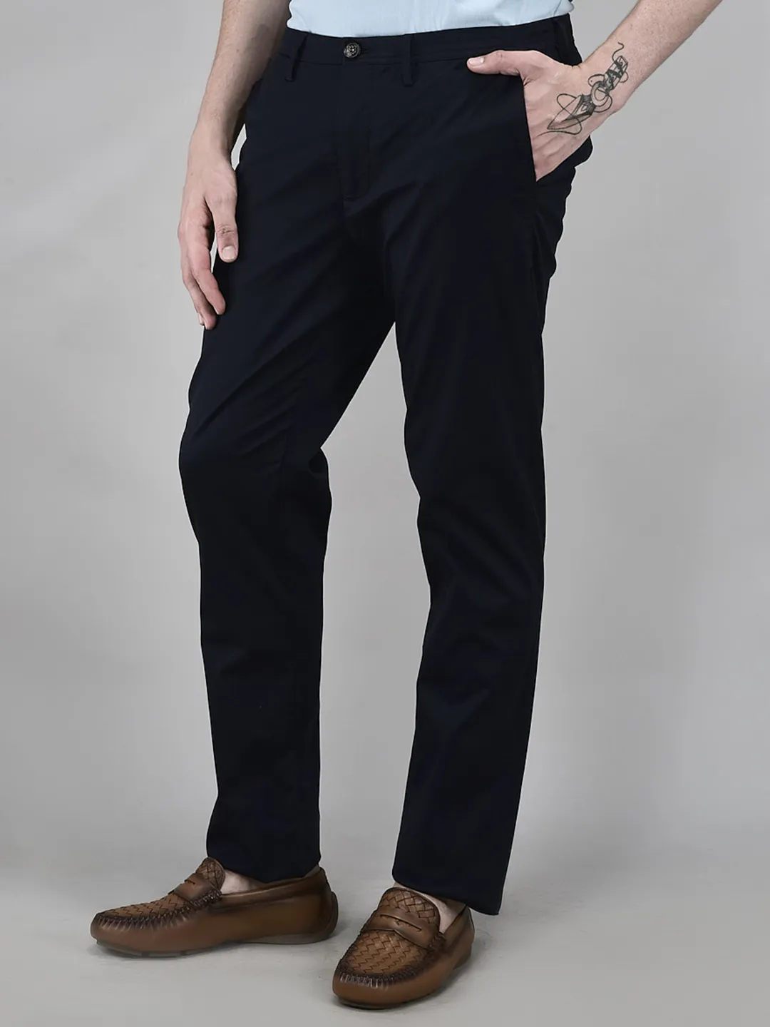 Woods Navy Chinos For Men - Thumbnail 3
