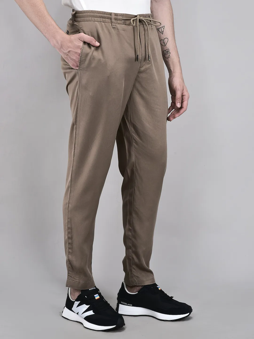 Woods Men Butternut Brown Lyocell Linen Comfort Fit Chinos - Thumbnail 2