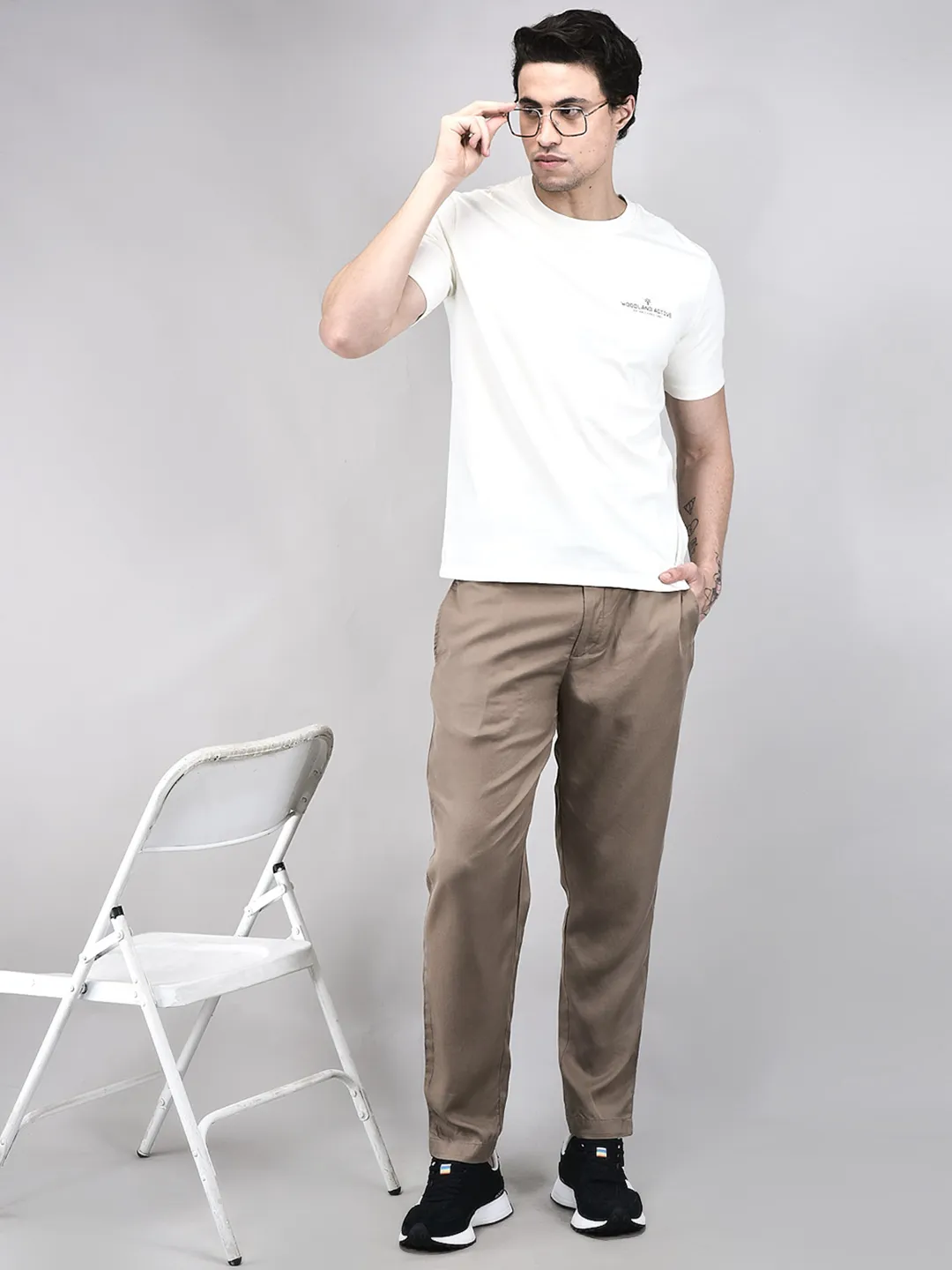 Woods Men Butternut Brown Lyocell Linen Comfort Fit Chinos - Thumbnail 6