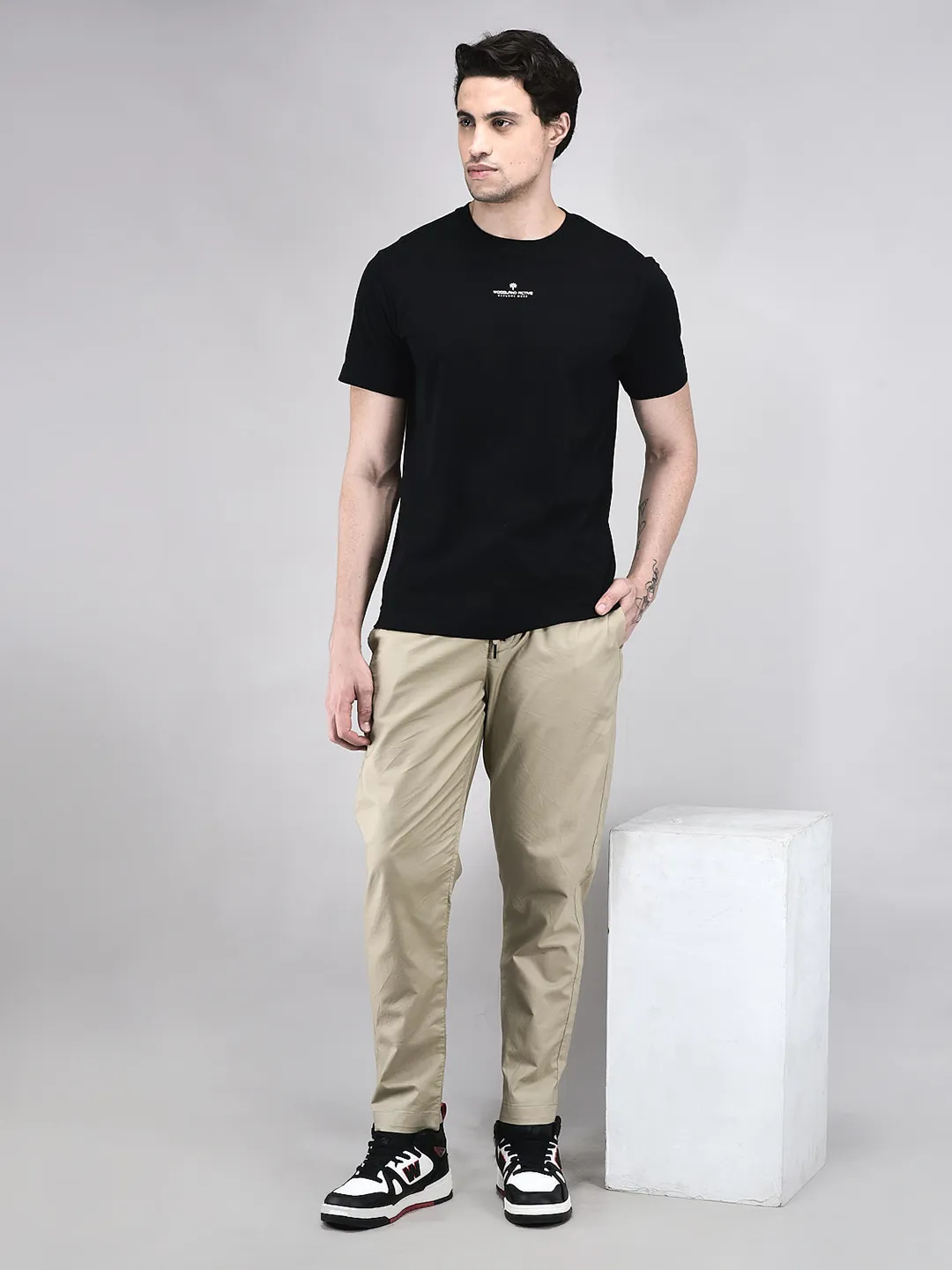 Woods Men Oatmeal Lyocell Linen Comfort Fit Chinos - Thumbnail 7