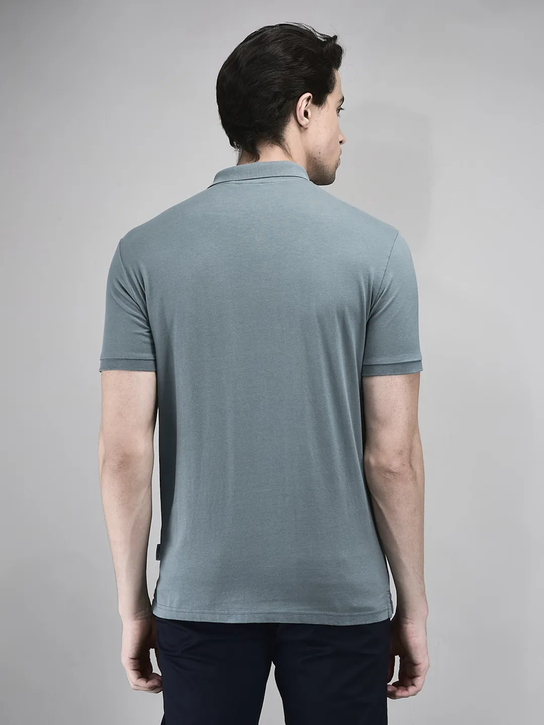 Woodland Men Grey Cotton HS Polo T-Shirt - Thumbnail 6