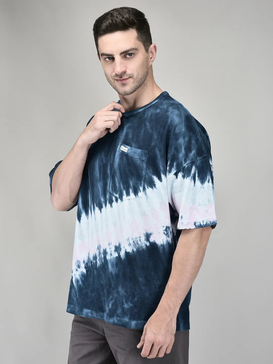 Blue round neck t-shirt - Thumbnail 3