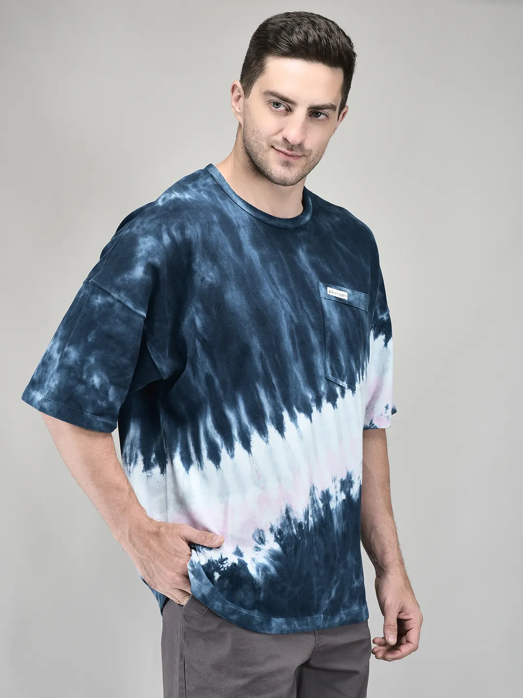 Blue round neck t-shirt - Thumbnail 4