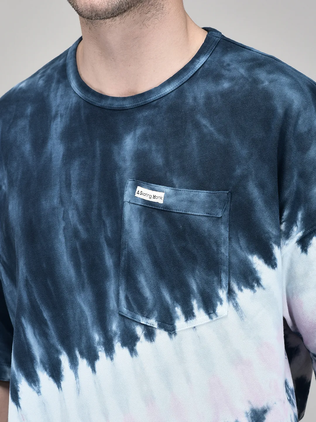 Blue round neck t-shirt - Thumbnail 5