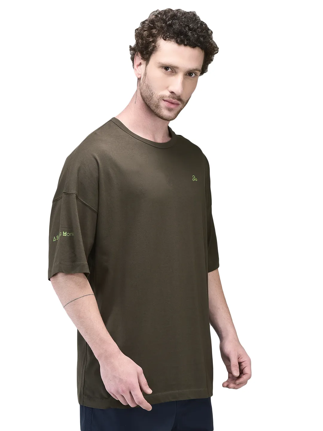Olive round neck t-shirt - Thumbnail 5