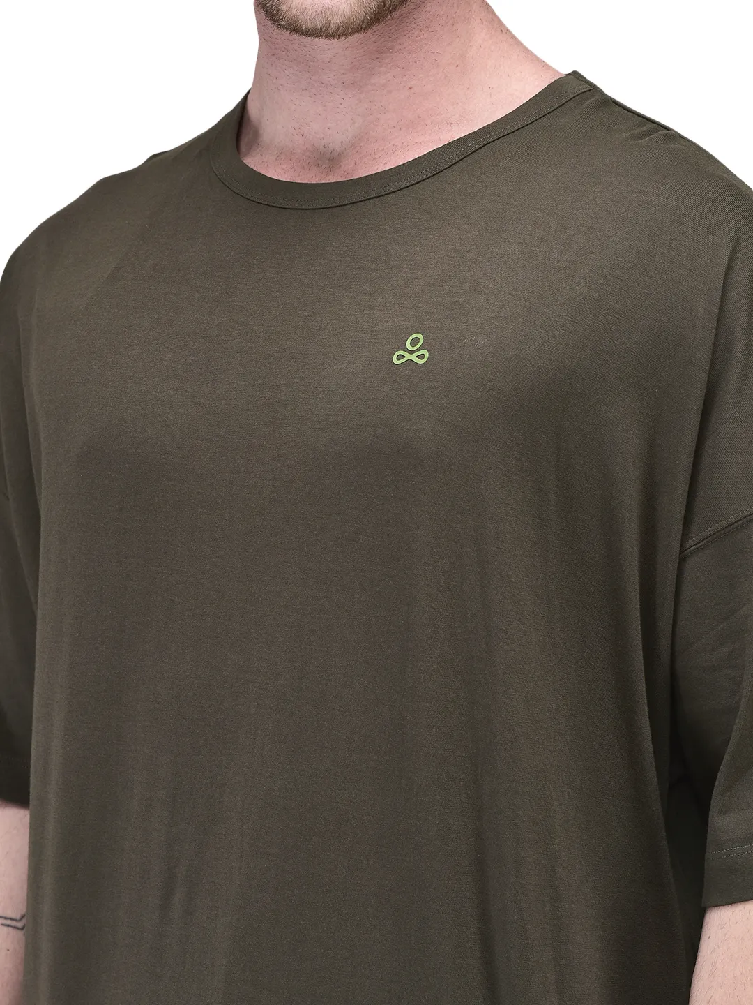 Olive round neck t-shirt - Thumbnail 6