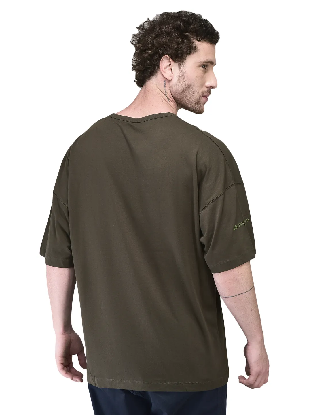 Olive round neck t-shirt - Thumbnail 8
