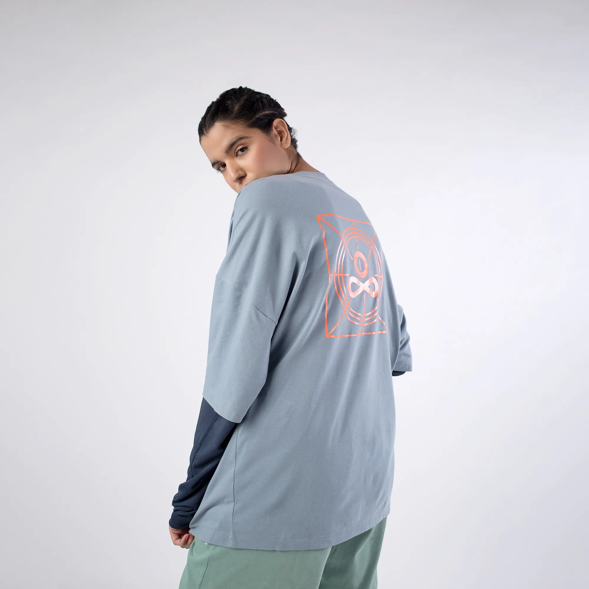 Urban Mist Light Grey Round Neck T-Shirt - Thumbnail 6