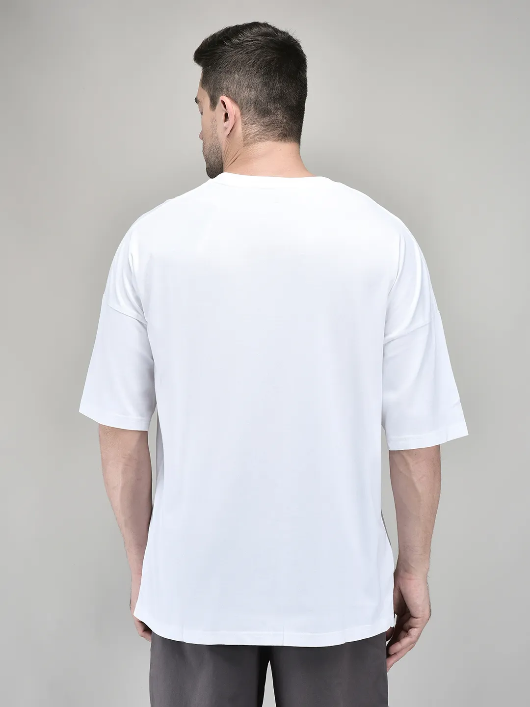 Street White Round Neck Printed T-Shirt - Thumbnail 9