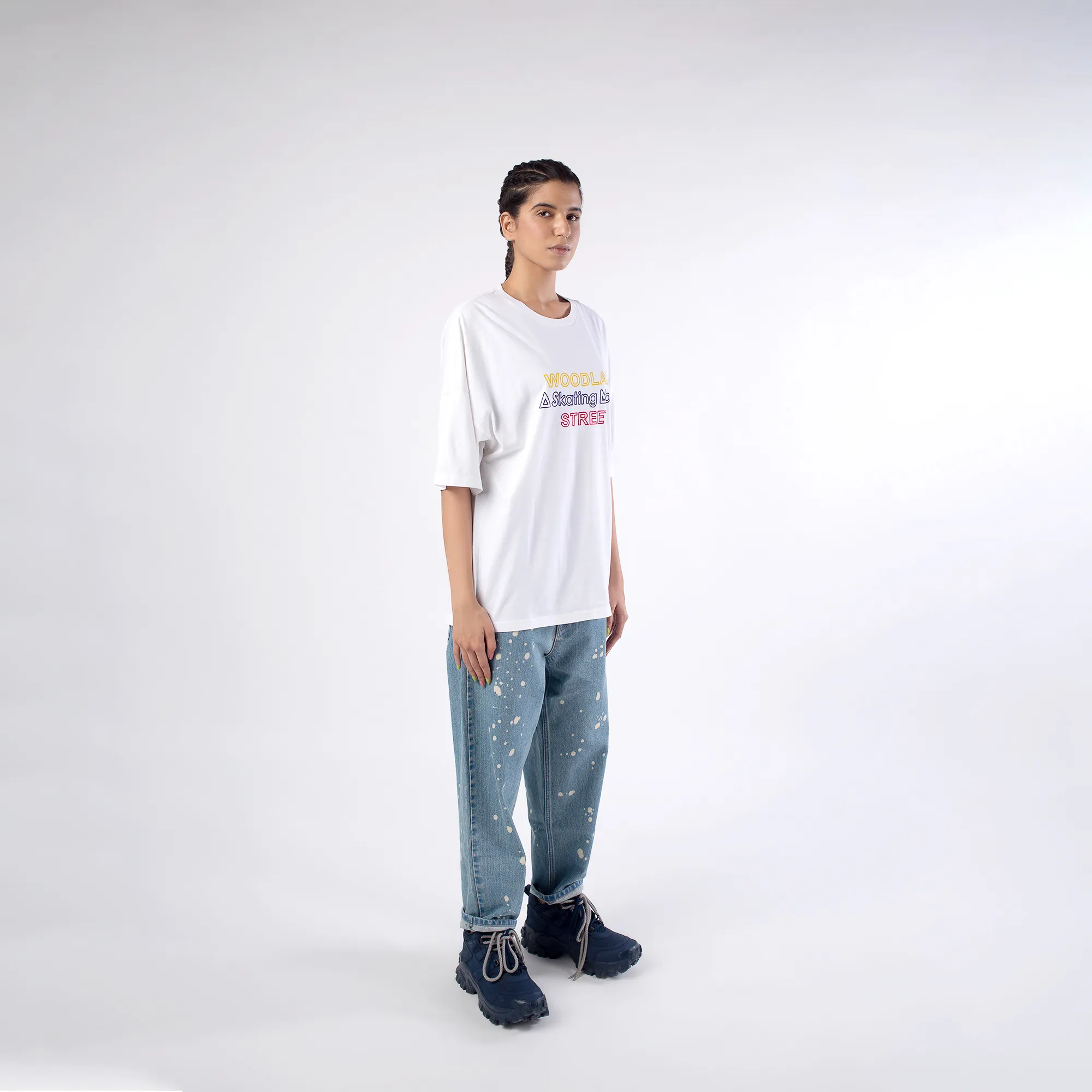 Street White Round Neck Printed T-Shirt - Thumbnail 12