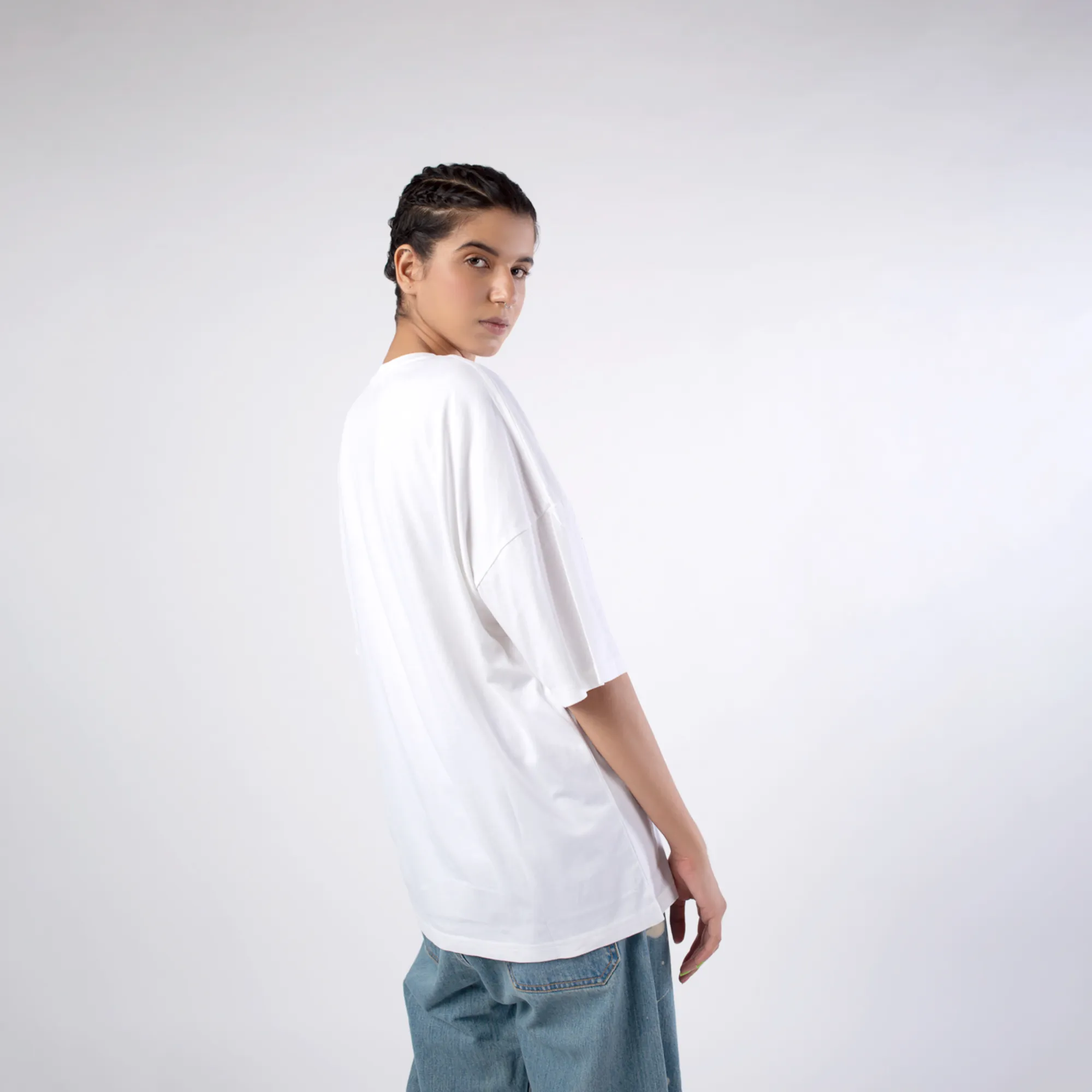 Street White Round Neck Printed T-Shirt - Thumbnail 13