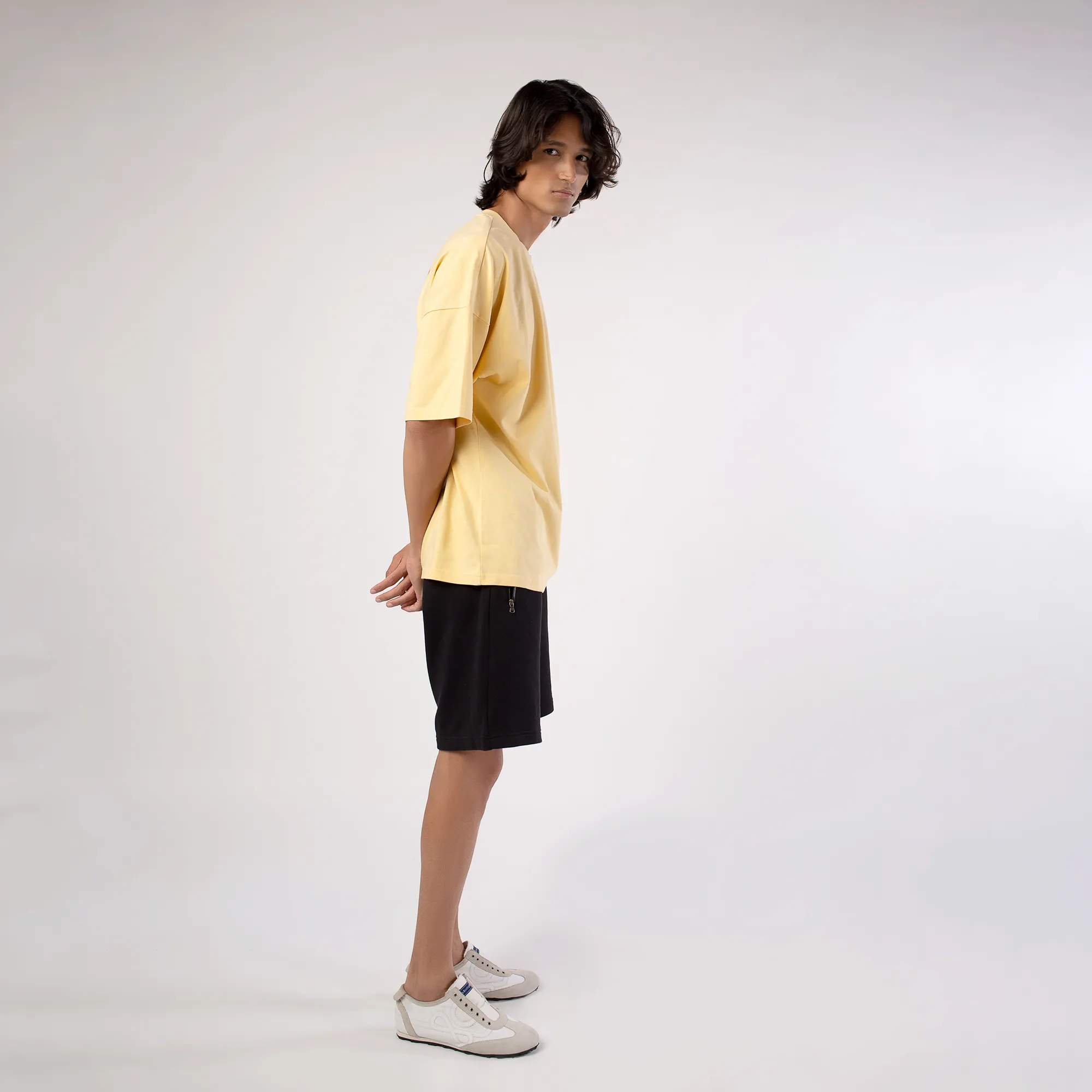 Golden Hour Yellow Round Neck T-Shirt - Thumbnail 3