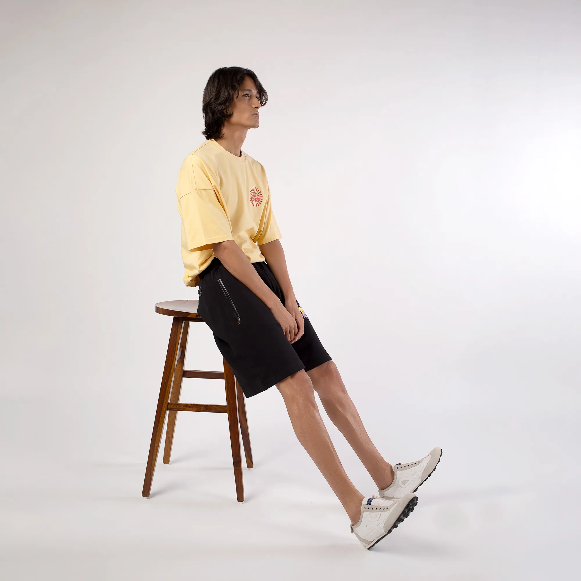 Golden Hour Yellow Round Neck T-Shirt - Thumbnail 4