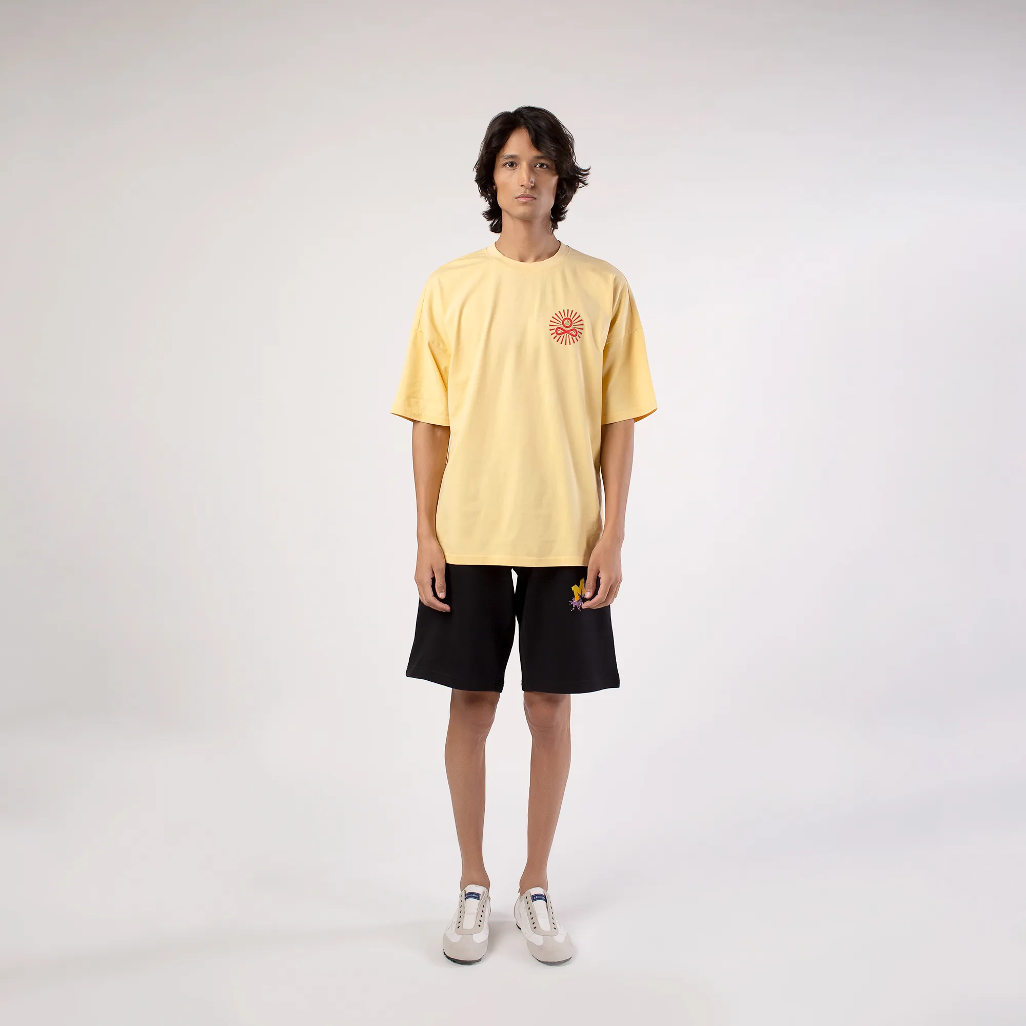 Golden Hour Yellow Round Neck T-Shirt - Thumbnail 11