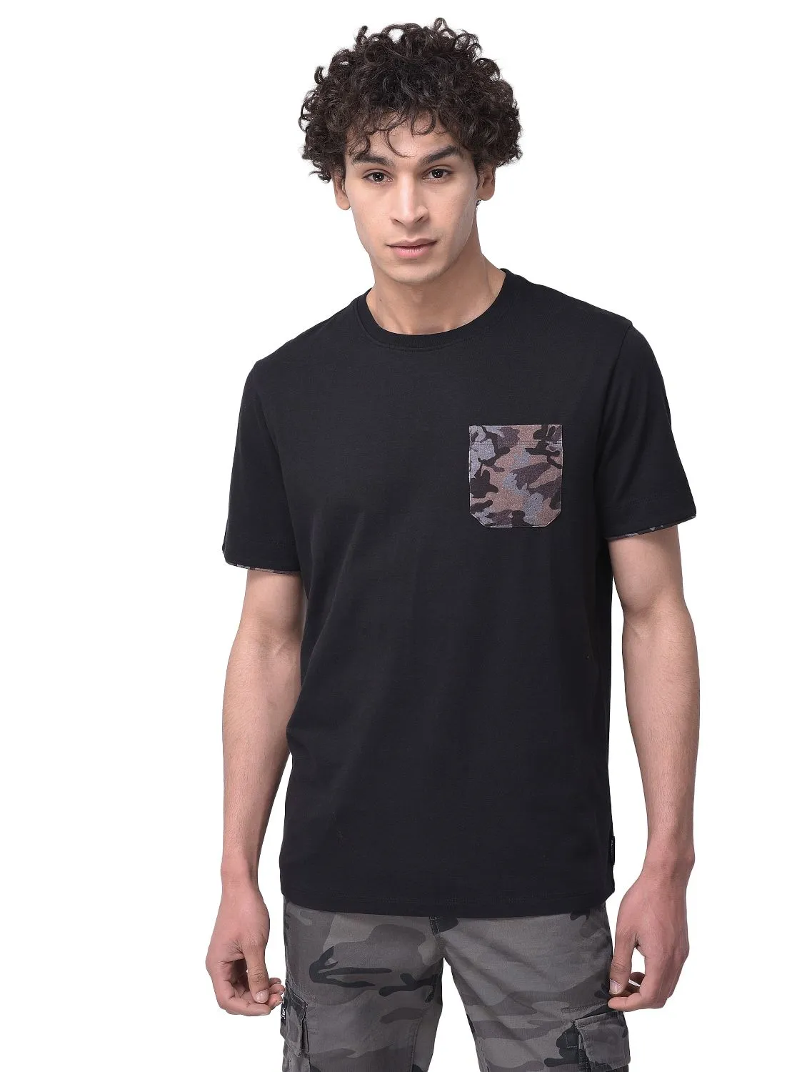 Black ecru neck t-shirt - Thumbnail 2