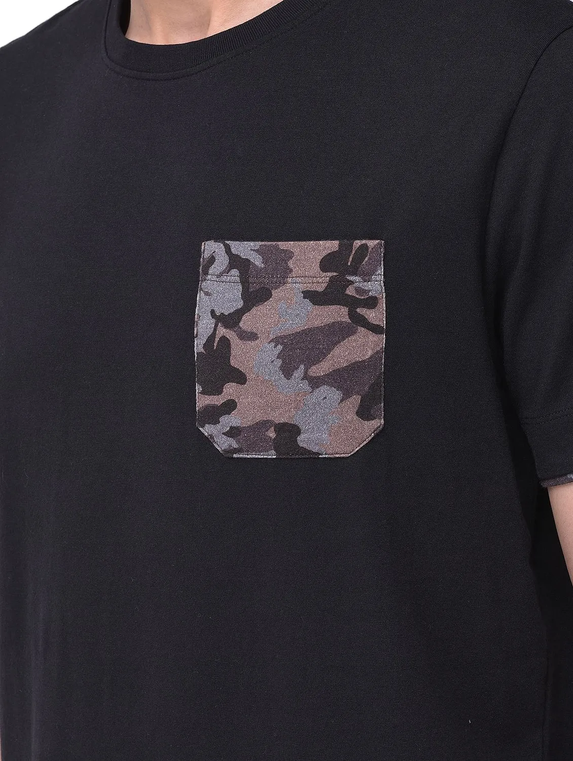 Black ecru neck t-shirt - Thumbnail 3
