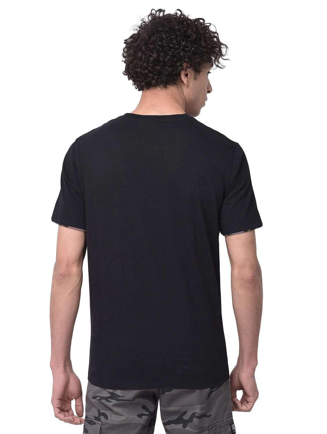 Black ecru neck t-shirt - Thumbnail 4
