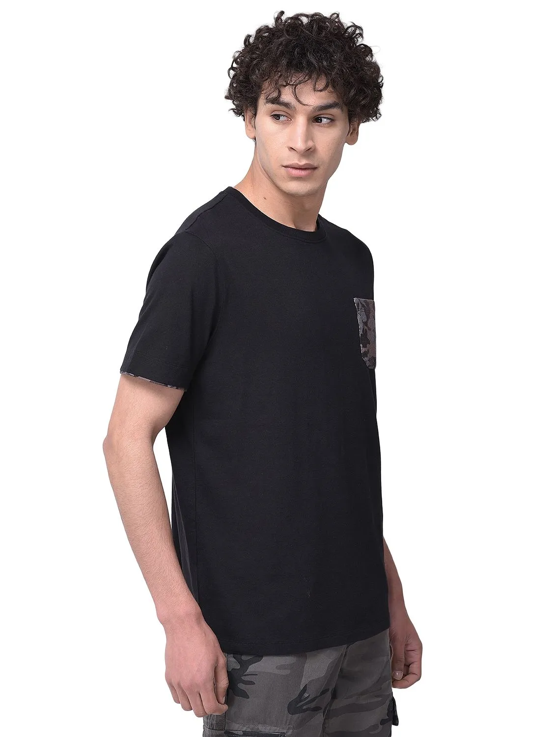 Black ecru neck t-shirt - Thumbnail 6