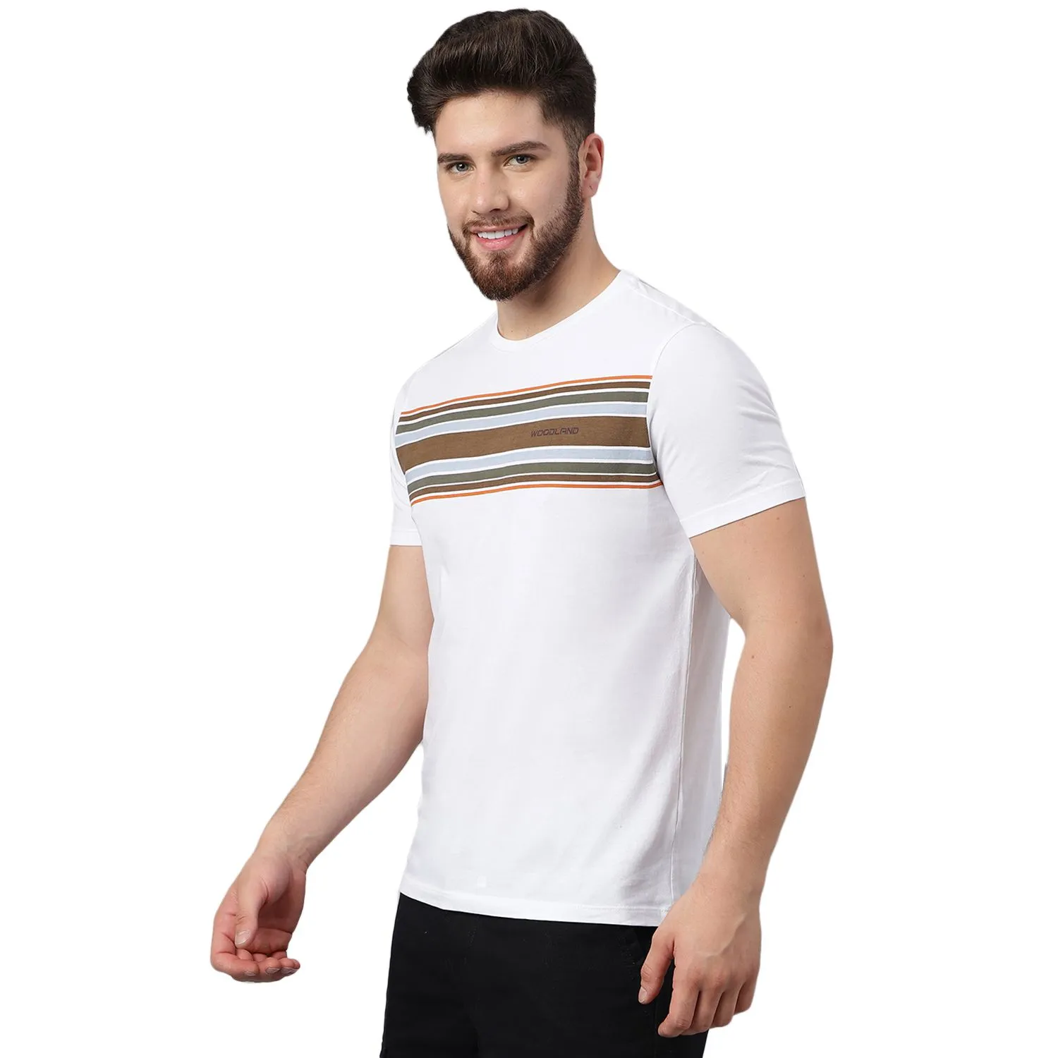 White crew neck t-shirt for men - Thumbnail 3