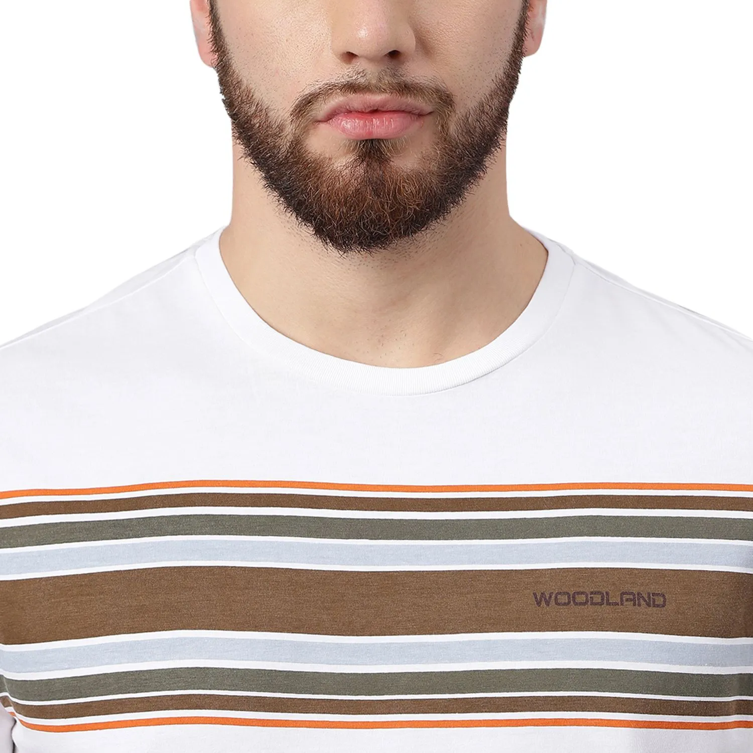 White crew neck t-shirt for men - Thumbnail 5