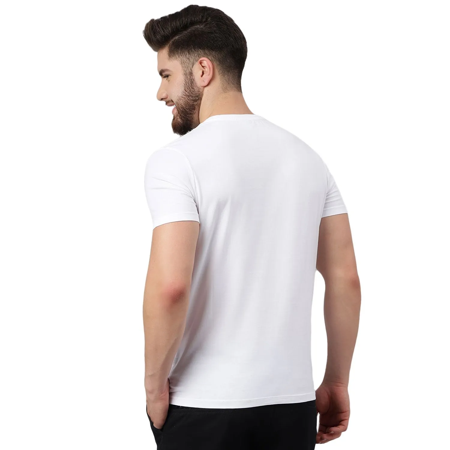 White crew neck t-shirt for men - Thumbnail 6