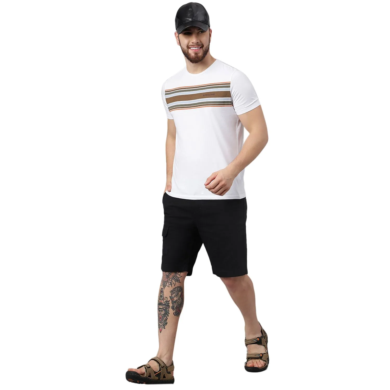 White crew neck t-shirt for men - Thumbnail 7