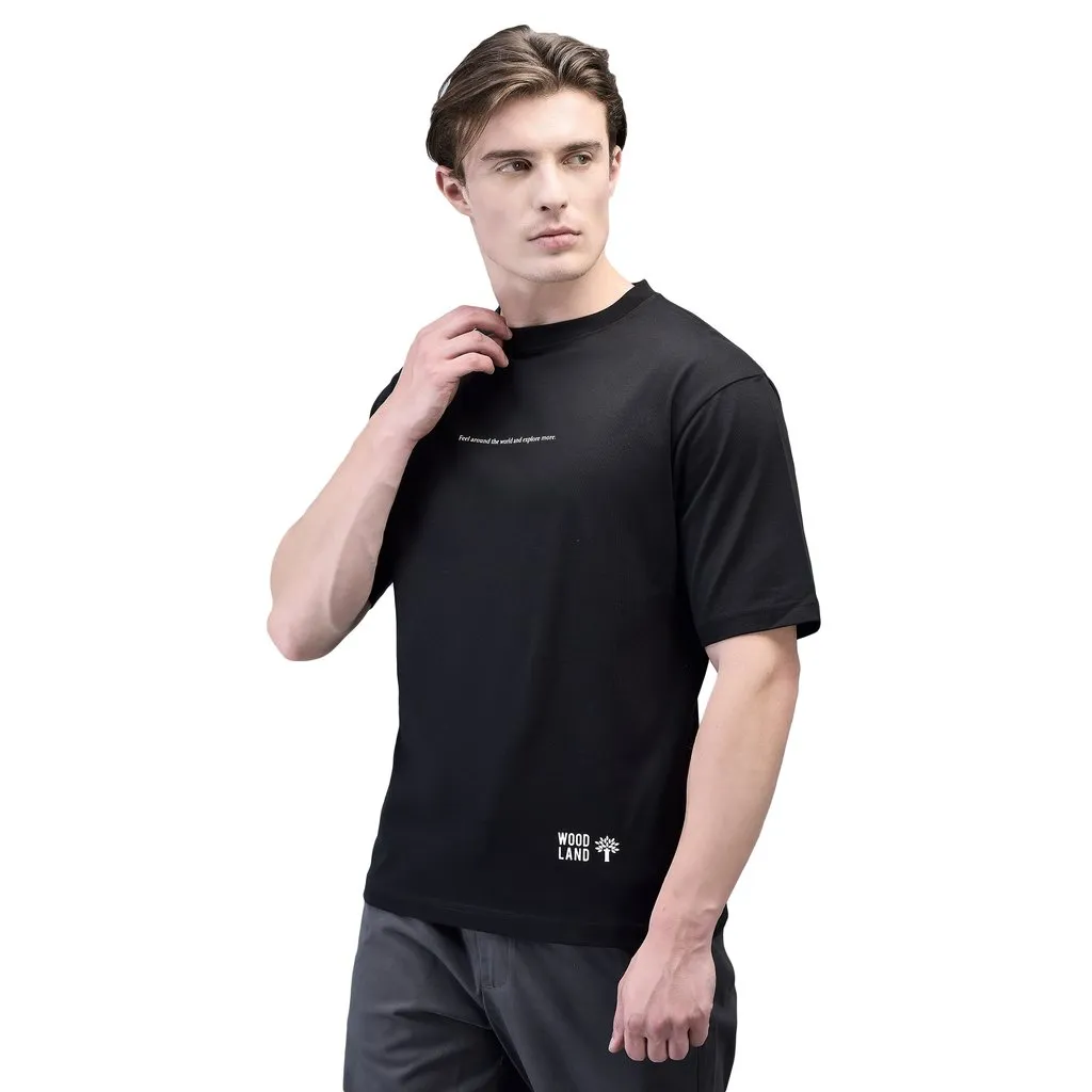 Black Crew-Neck T-shirt for Men - Thumbnail 2
