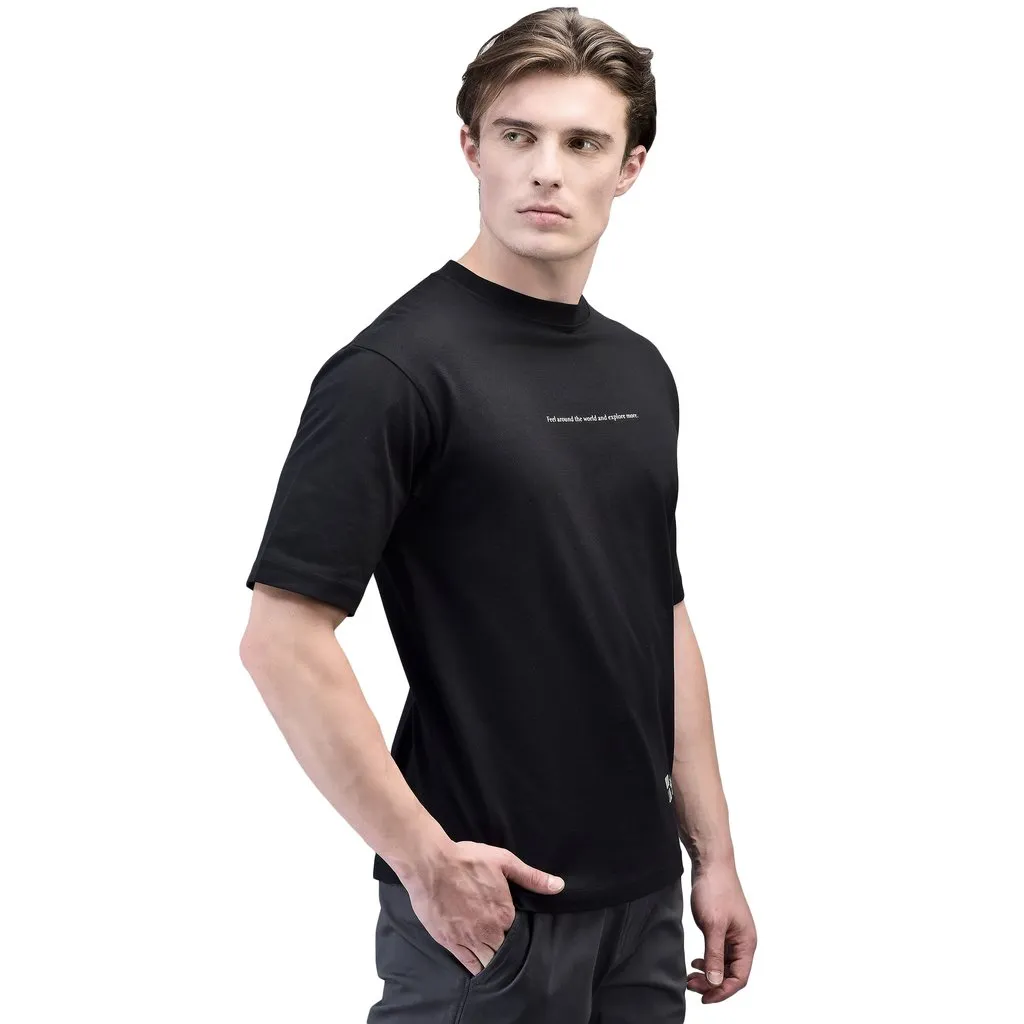 Black Crew-Neck T-shirt for Men - Thumbnail 3