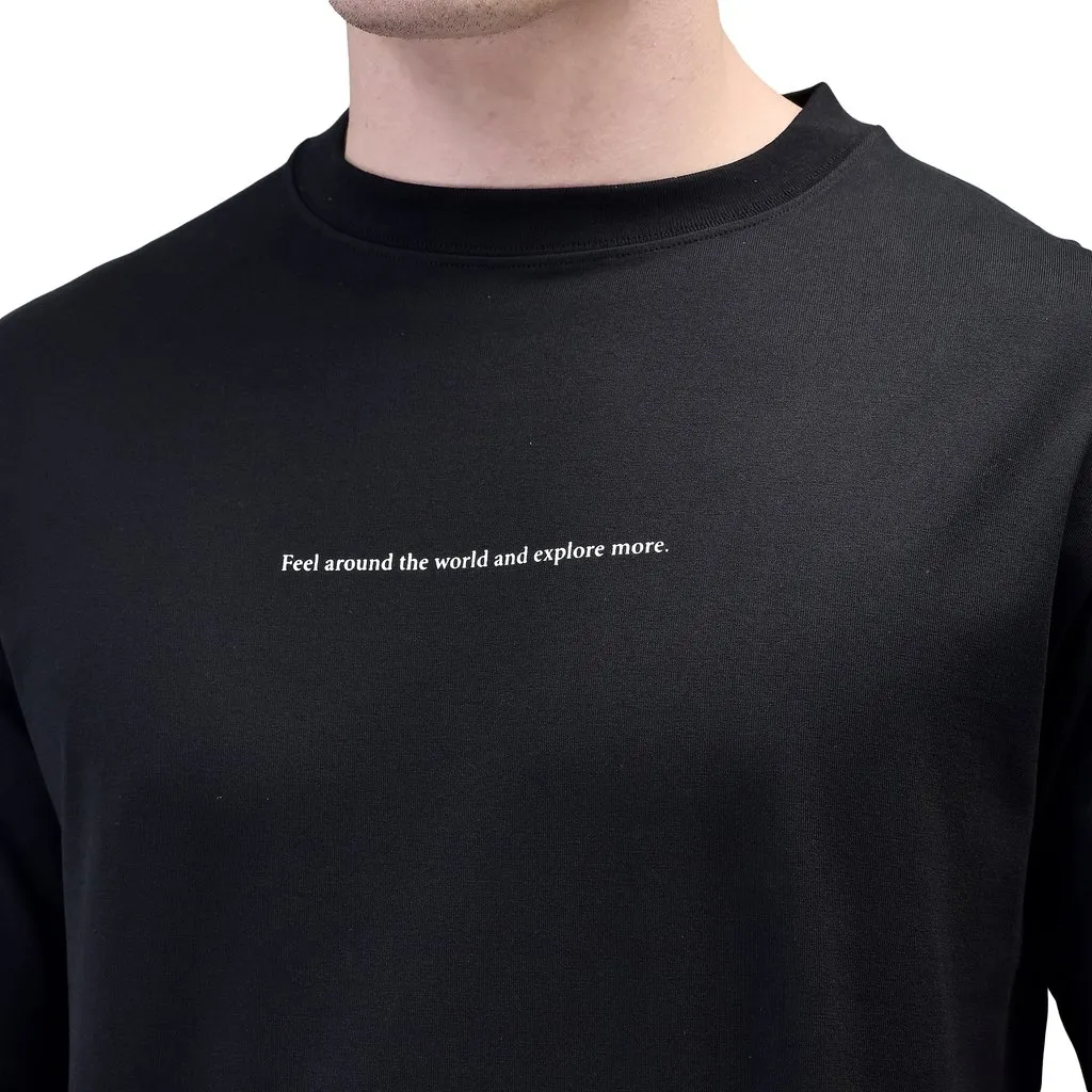 Black Crew-Neck T-shirt for Men - Thumbnail 5