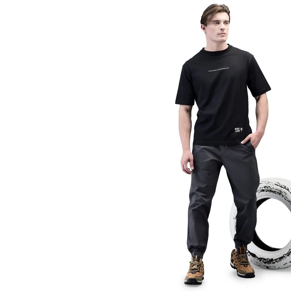 Black Crew-Neck T-shirt for Men - Thumbnail 8