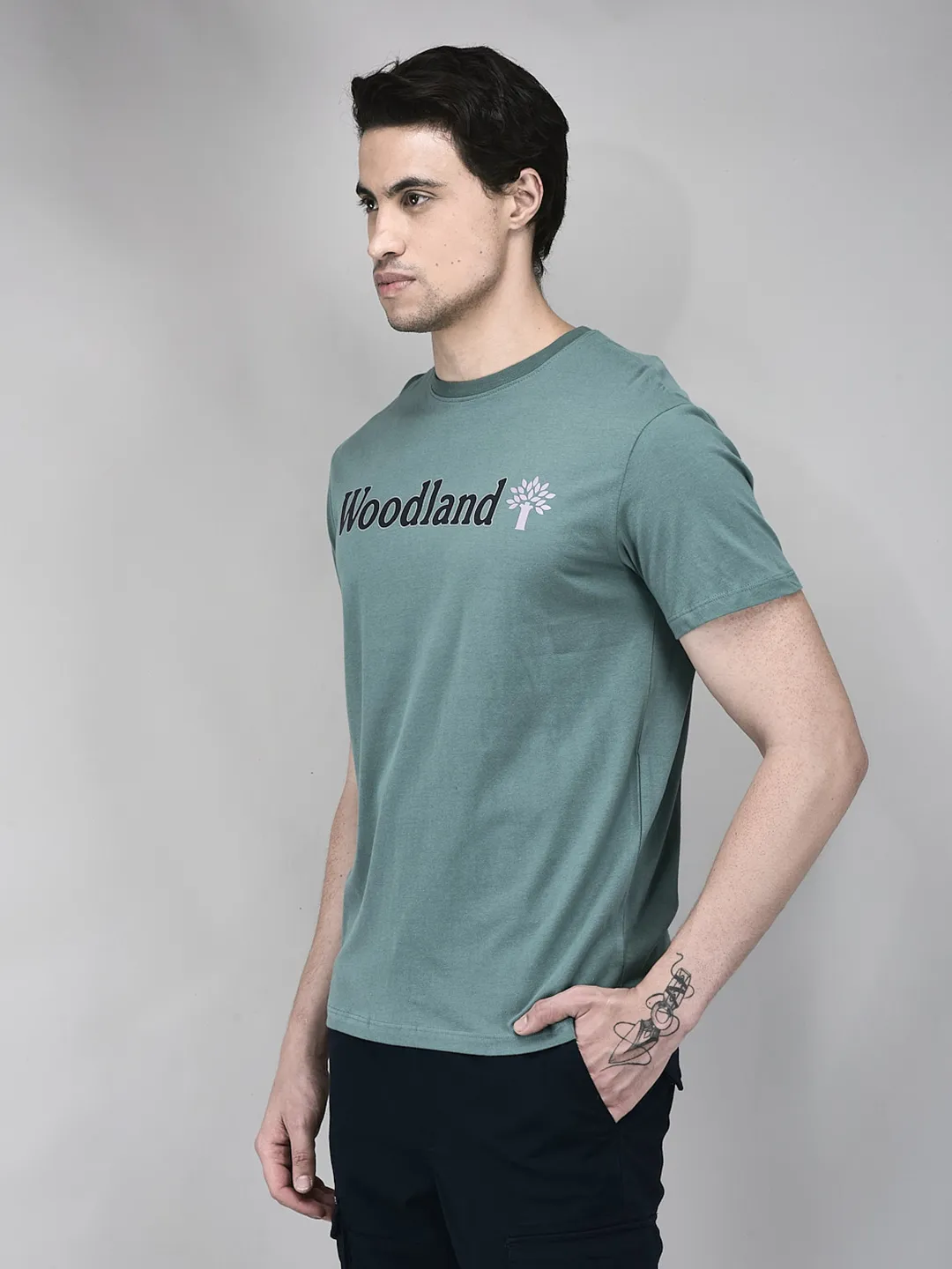 Woodland Jasper Green Round Neck Tshirt - Thumbnail 2