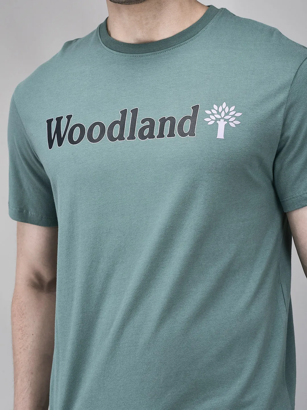 Woodland Jasper Green Round Neck Tshirt - Thumbnail 4