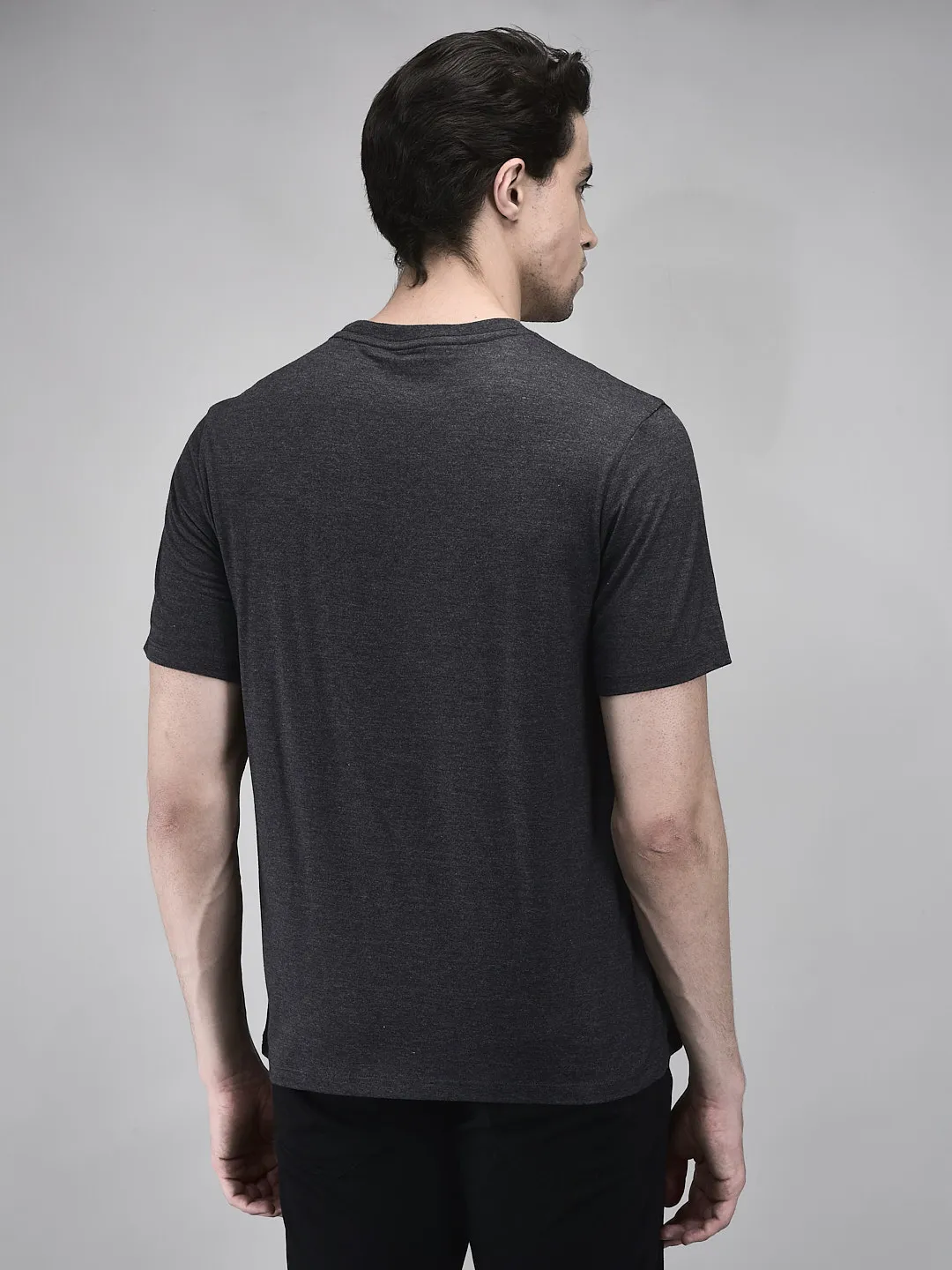Woodland Men Charcoal Graphic Cotton Polyester T-Shirt - Thumbnail 6