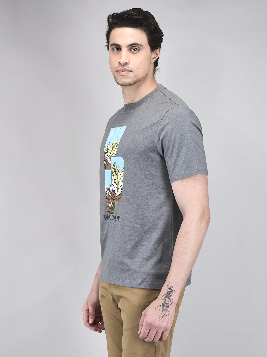 Woodland Men Gmelange Graphic Cotton Polyester T-Shirt - Thumbnail 2