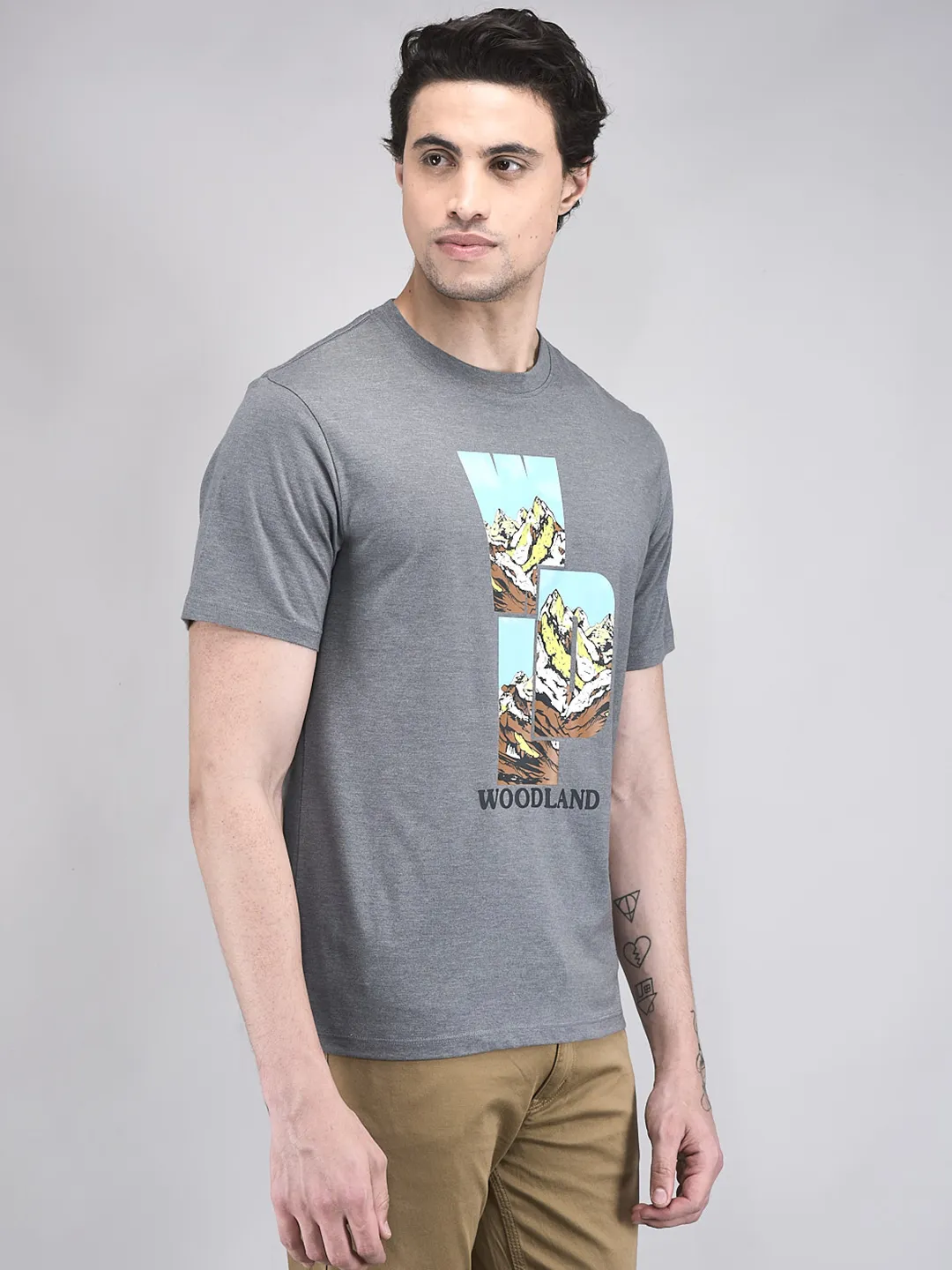 Woodland Men Gmelange Graphic Cotton Polyester T-Shirt - Thumbnail 3