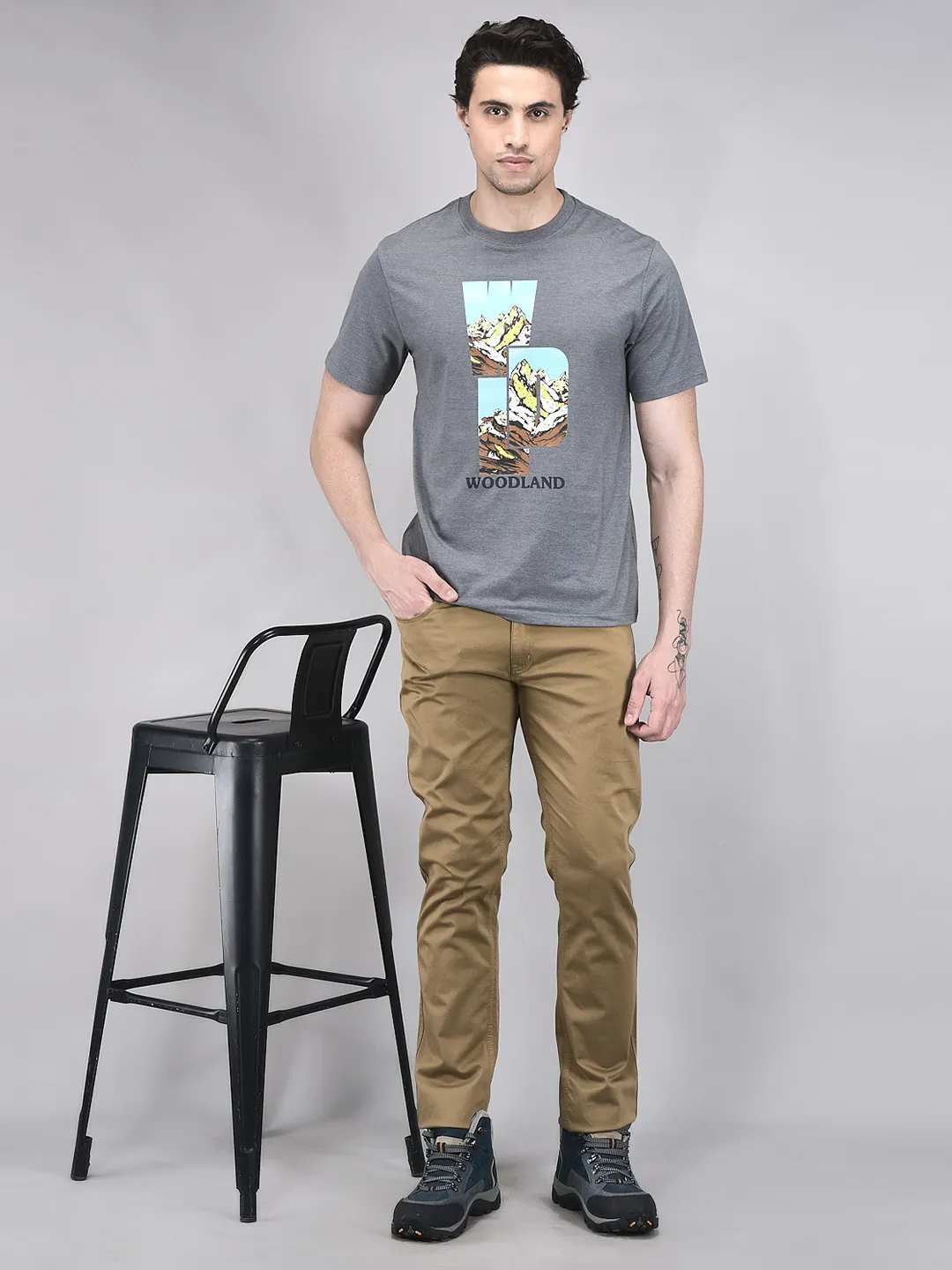 Woodland Men Gmelange Graphic Cotton Polyester T-Shirt - Thumbnail 7