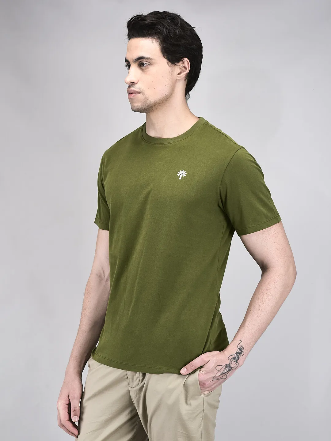 Men Avocado Cotton Crew Neck T-Shirt - Thumbnail 2