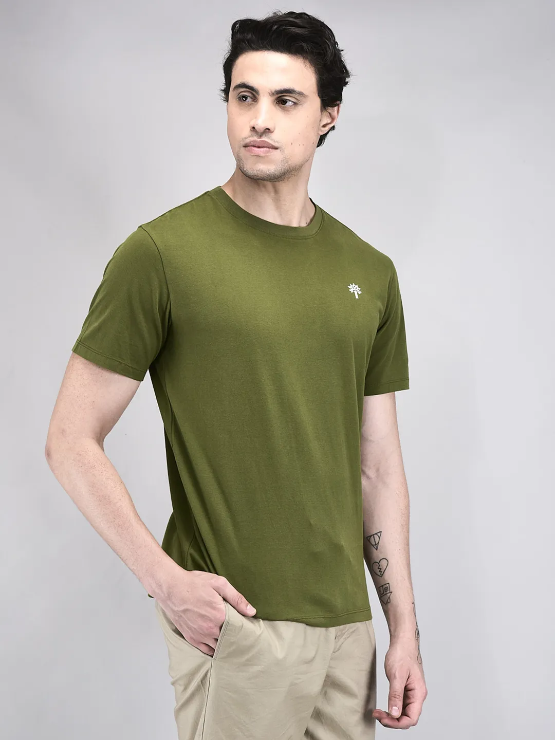 Men Avocado Cotton Crew Neck T-Shirt - Thumbnail 3