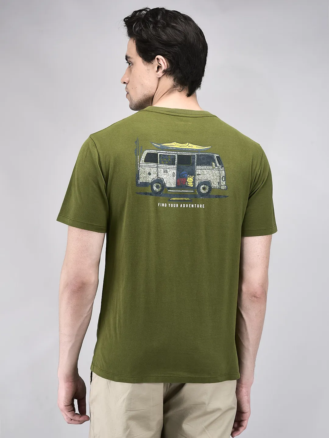 Men Avocado Cotton Crew Neck T-Shirt - Thumbnail 7