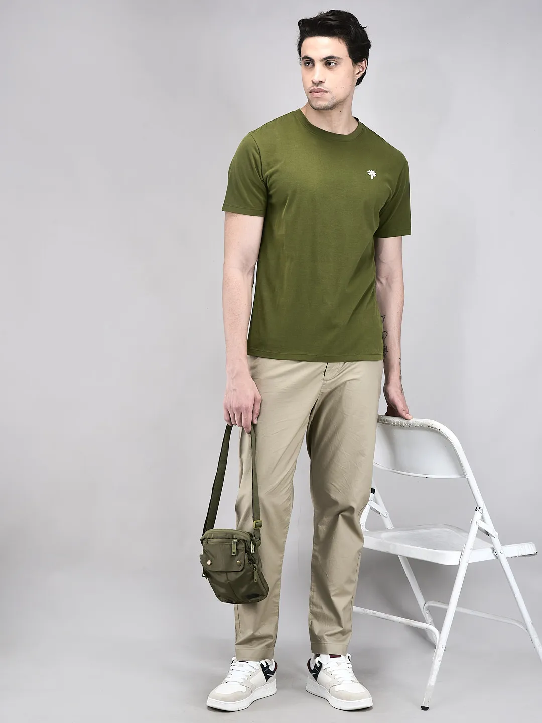 Men Avocado Cotton Crew Neck T-Shirt - Thumbnail 8