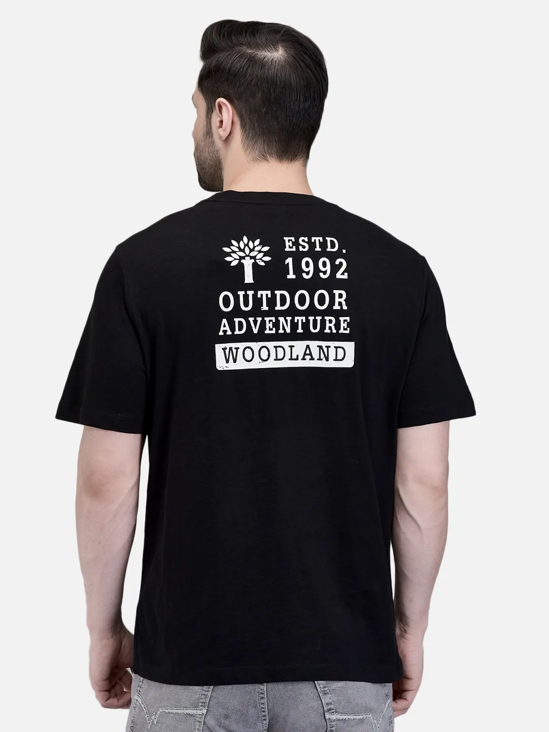 Men Black Signature Print Crew Neck T-Shirt 6