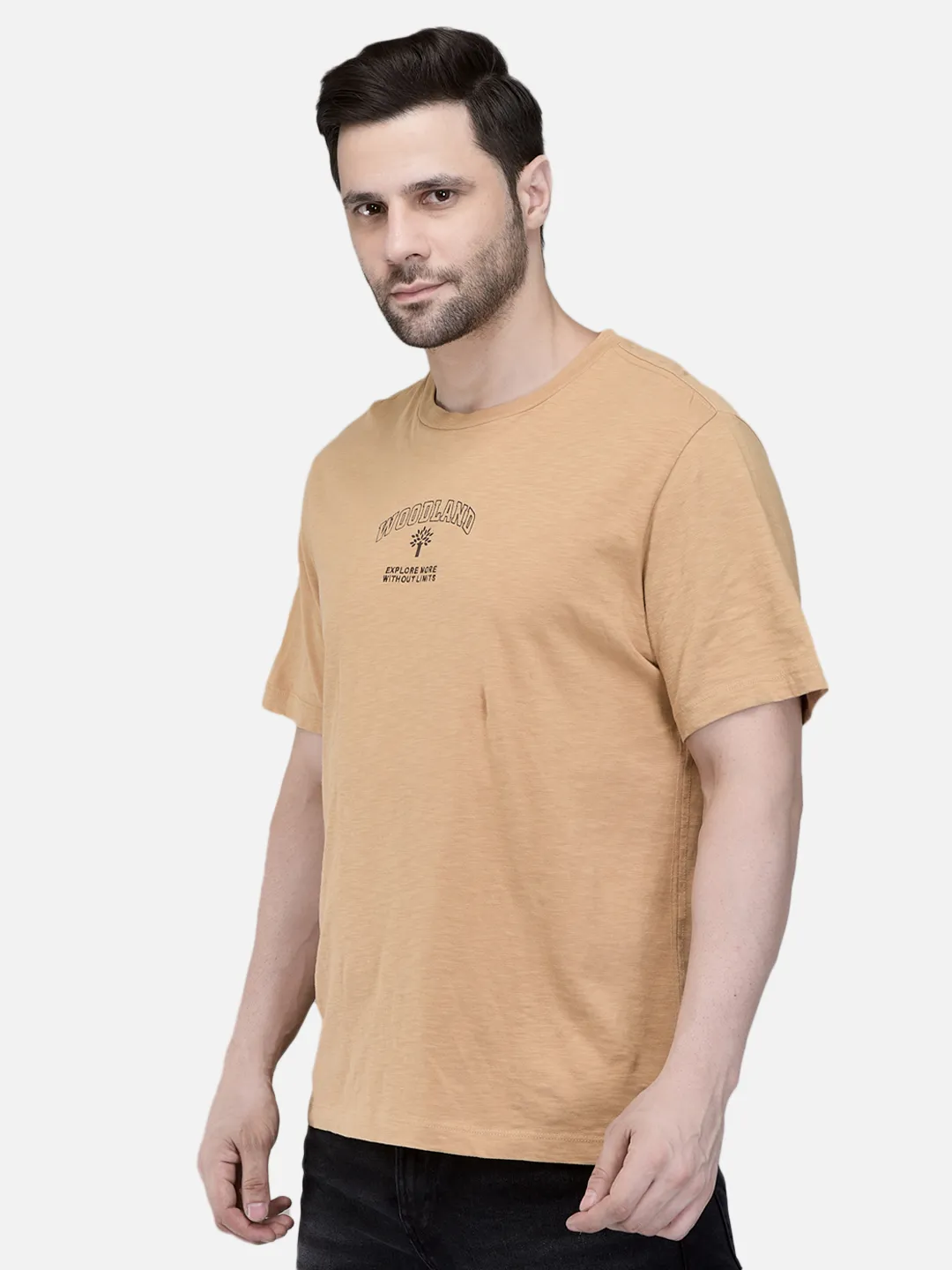 Men Camel Signature Print Crew Neck T-Shirt 2