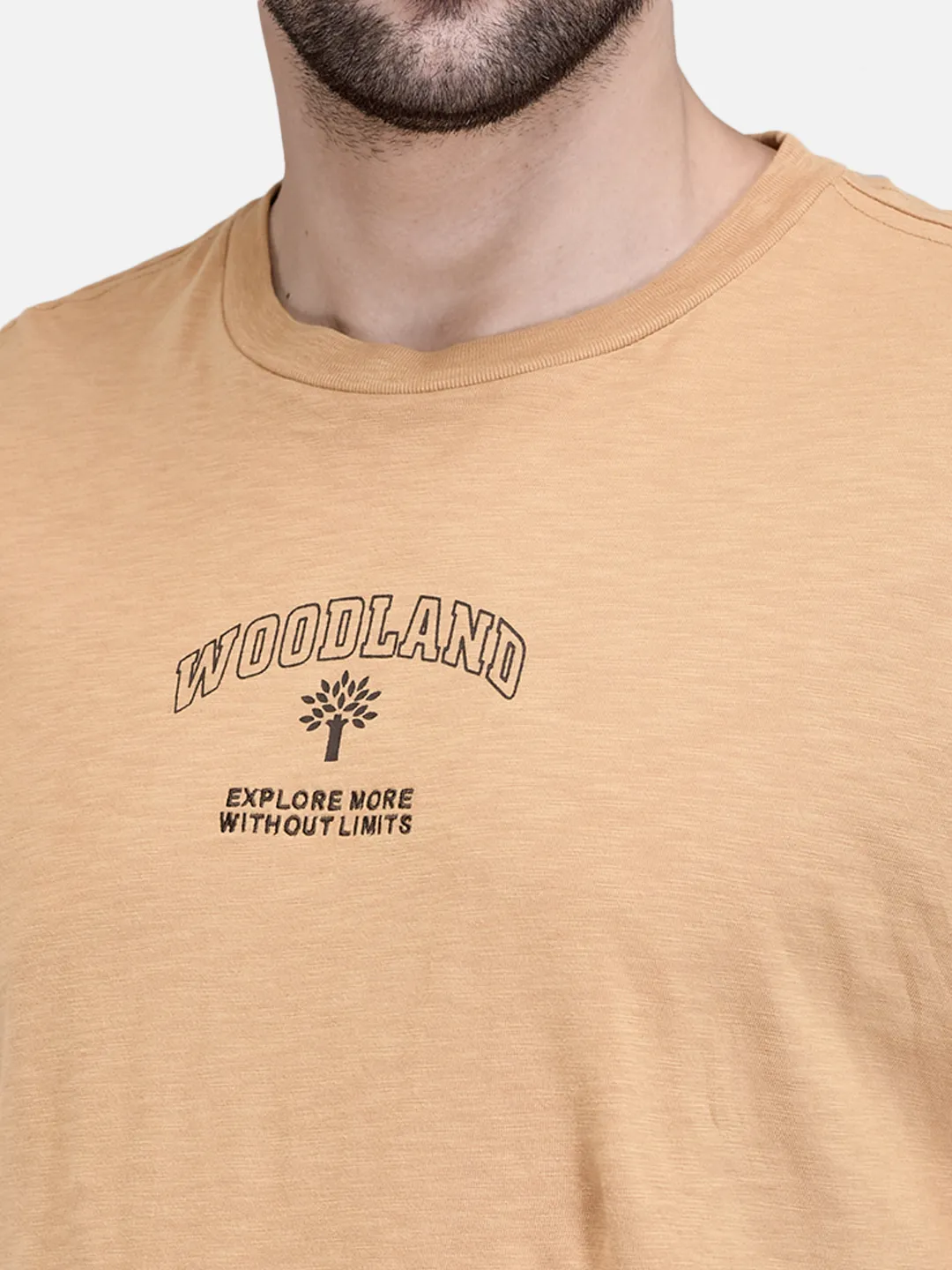Men Camel Signature Print Crew Neck T-Shirt 4
