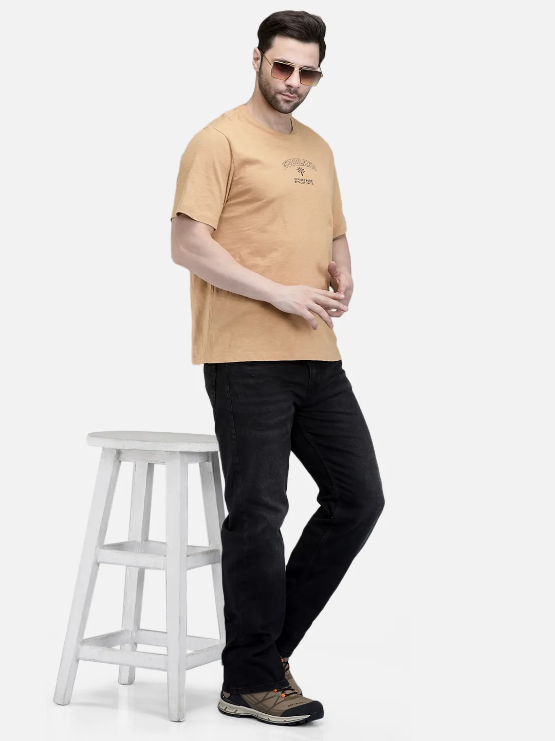 Men Camel Signature Print Crew Neck T-Shirt 7