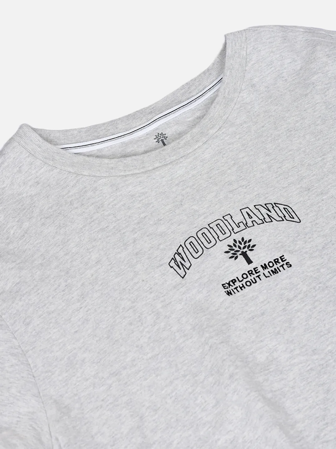 Men Grey Signature Print Crew Neck T-Shirt 5