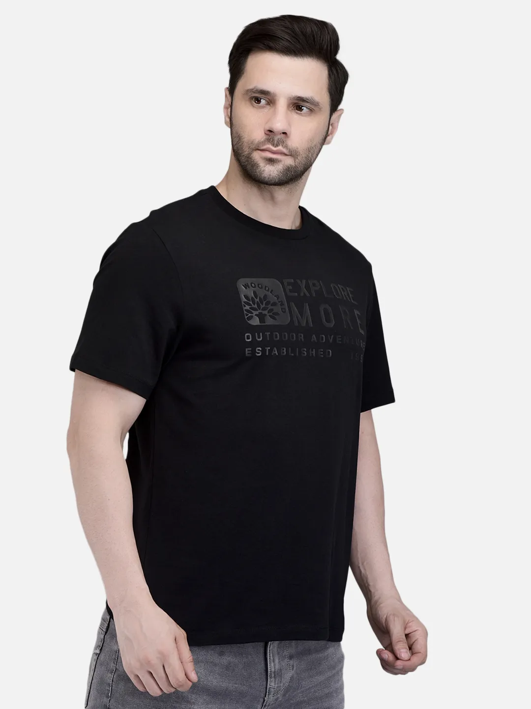 Men Black Cotton Crew Neck Graphic T-Shirt 3