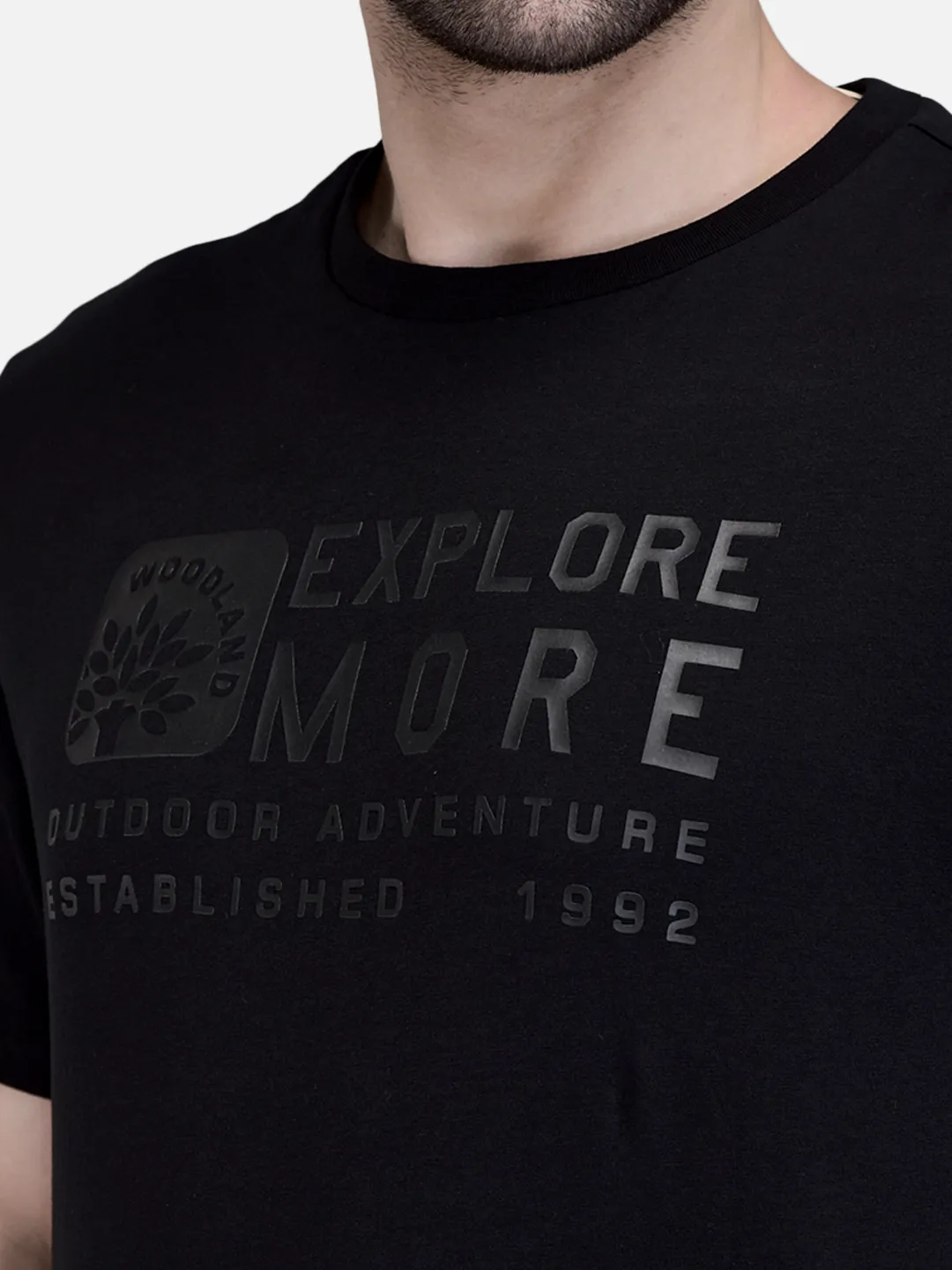 Men Black Cotton Crew Neck Graphic T-Shirt 4