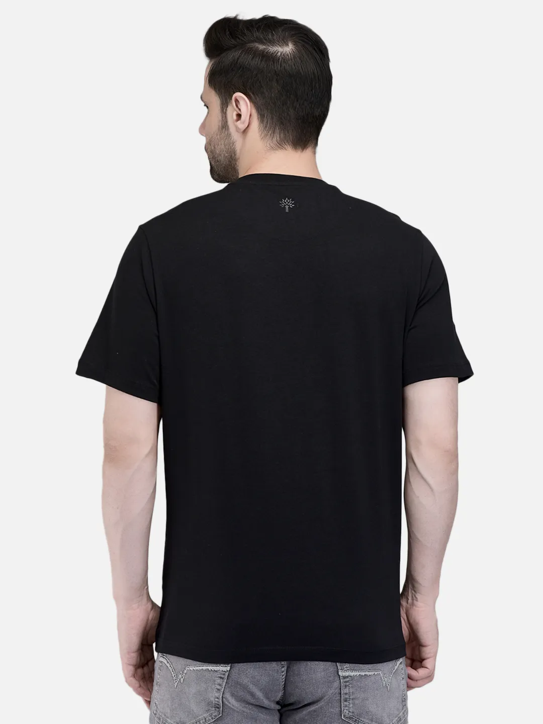 Men Black Cotton Crew Neck Graphic T-Shirt 6