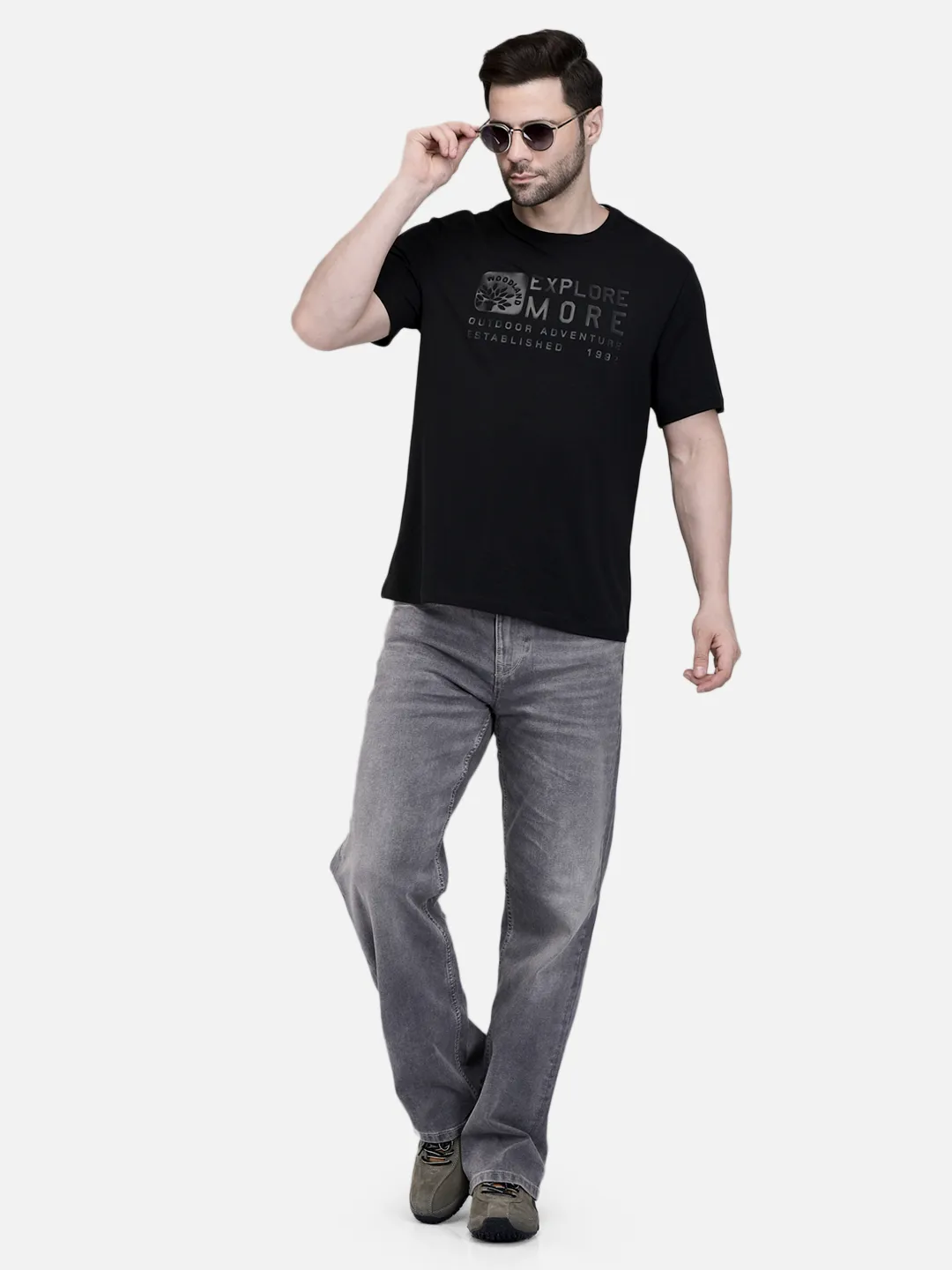 Men Black Cotton Crew Neck Graphic T-Shirt 7